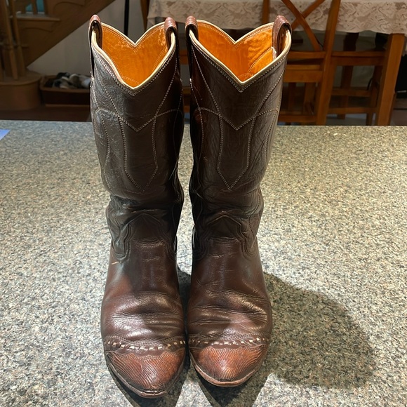 Nocona Shoes - Nocona Boots Justin Western cowgirl leather brown pull on Boot size 6 1/2